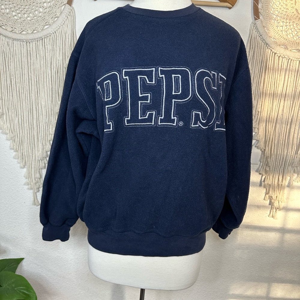Pepsi Navy Blue Textured Sweatshirt small